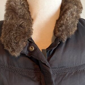 Eddie Bauer Brown Fur Collar Vest